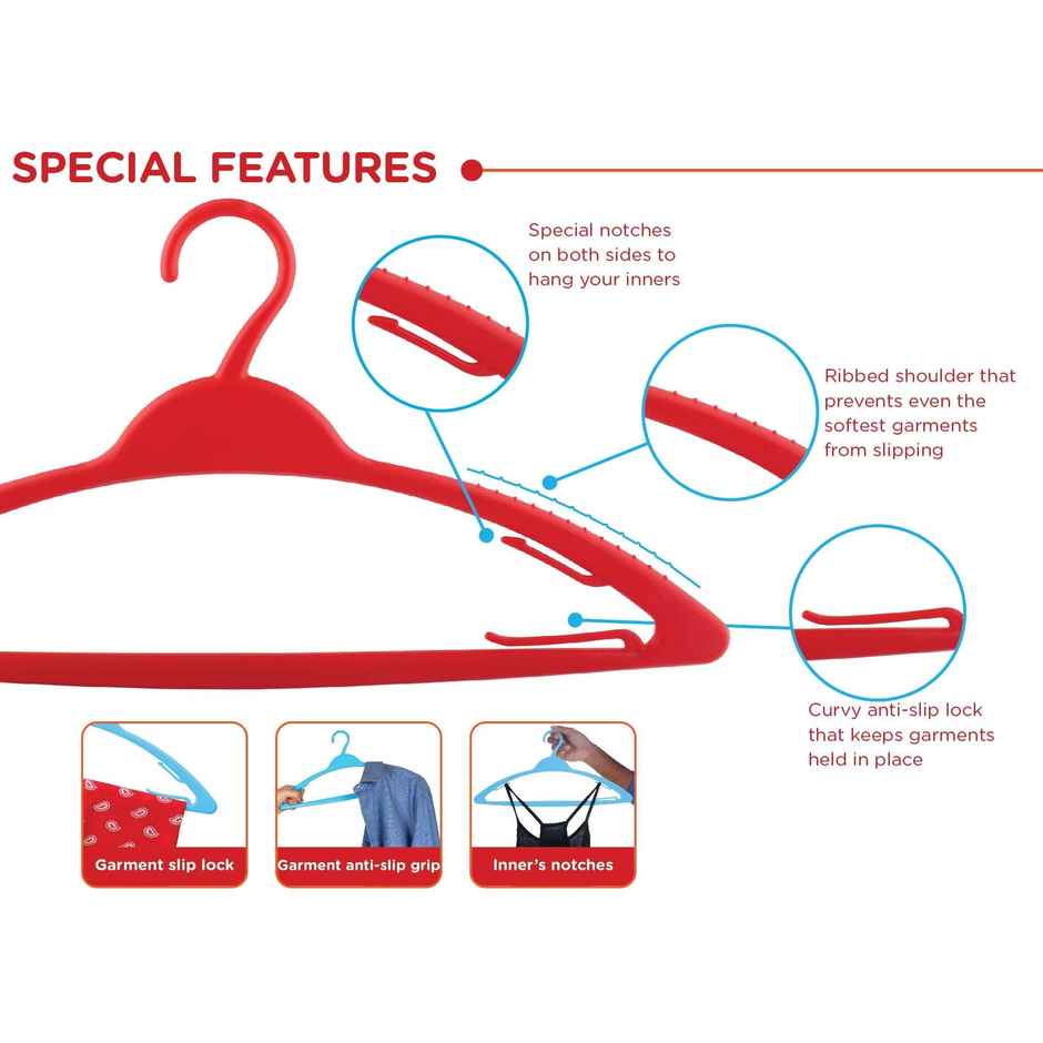 Happy To Hang 6+6 Piece Polypropylene Hanger, Red And Blue (Buy 1 Get 1 Free)