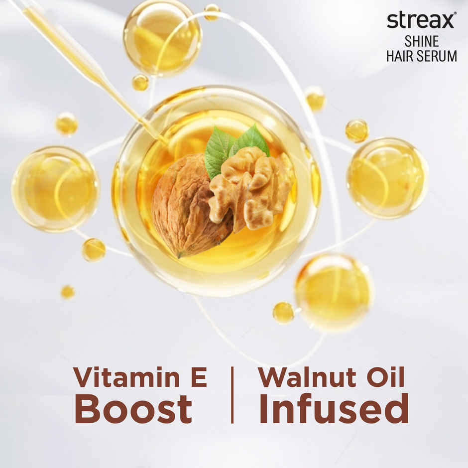 Streax Hair Serum Vitalized with Walnut Oil, For Hair Smoothening & Shine, For Dry & Frizzy Hair