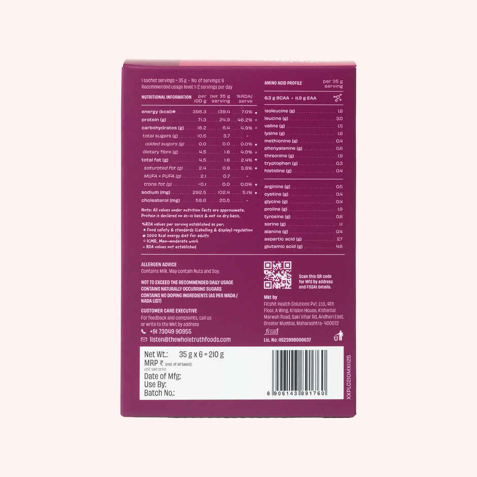 The Whole Truth Light Cocoa Whey 24G Protein Pack of 6