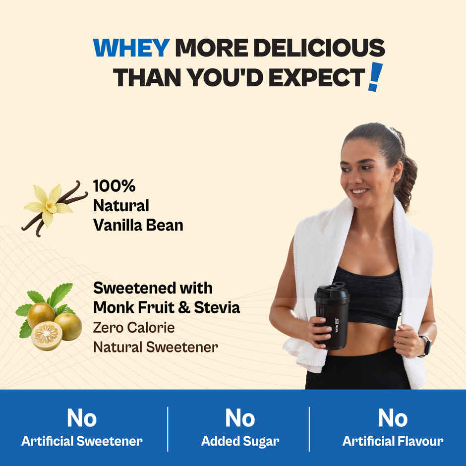 Tata 1mg Ultra Clean Whey Protein | 24g Protein - 5.6g BCAA | Vanilla Bean