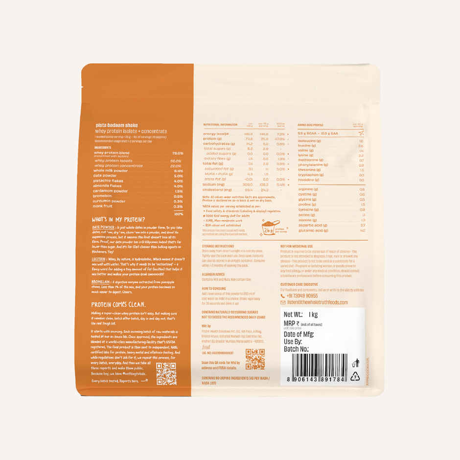 The Whole Truth Whey Protein Powder Pista Badaam Shake (24g Protein Per Scoop) Combo