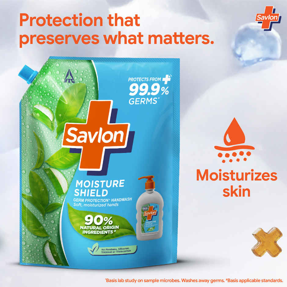Savlon Moisture Shield Handwash Refill Pack 1.3L| For soff hands| Value Pack