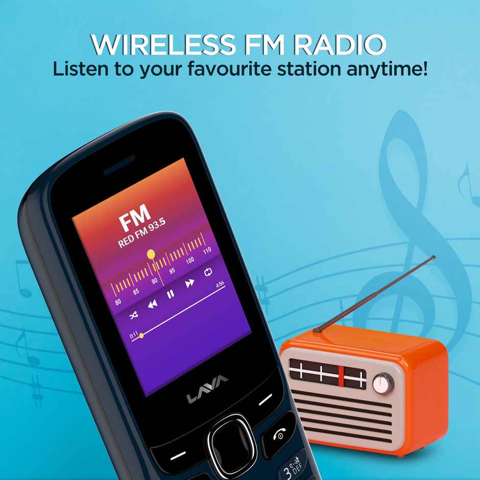 Lava A1 2025 Dual Sim Keypad Mobile | 2" Display | 1000 mAh Battery | Vibration Alert | Blue