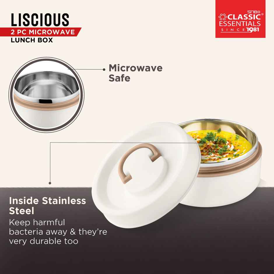 Classic Essentials Luscious Microwave Safe Leakproof Insulated Square Lunch Box Set 800ml