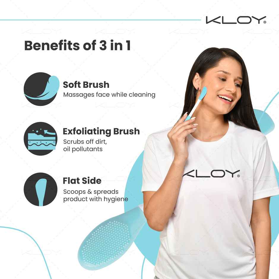 Silicone Face Mask Applicator & Lip Cleansing Brush Made With Ultra Hygienic Soft Silicone bristle for Gentle Exfoliation (Turquoise)