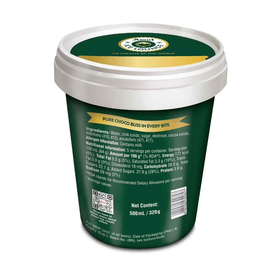 Amul Ice Lounge Gelato Chocolate Ice Cream Tub