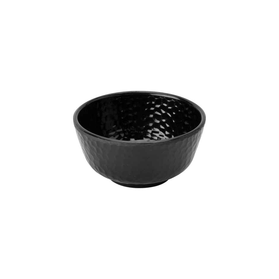 BAY6 Hammer Series Round Melamine Round Serving Bowl -7.5" - Black - Set of 2