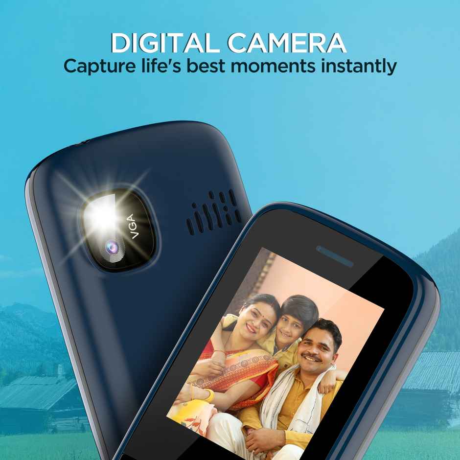 Lava A1 2025 Dual Sim Keypad Mobile | 2" Display | 1000 mAh Battery | Vibration Alert | Blue