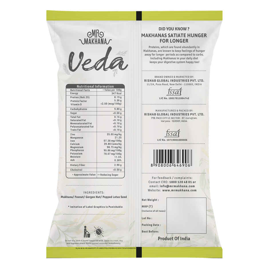 Mr. Makhana Veda Premium Plain & Raw Flower Makhana & Phocnut: Plant Base, Gluten Free, High In Calcium
