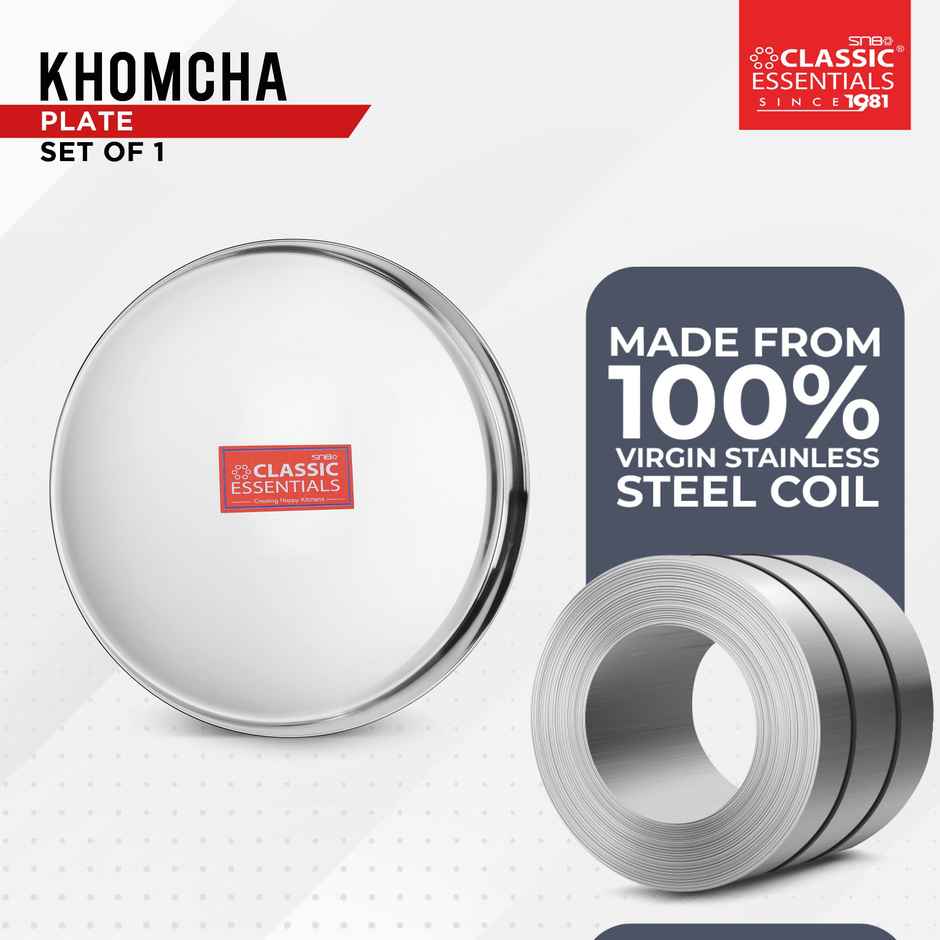Classic Essentials Stainless Steel Khomcha Dinner Plate Thali 11 Inch Dinner Plate
