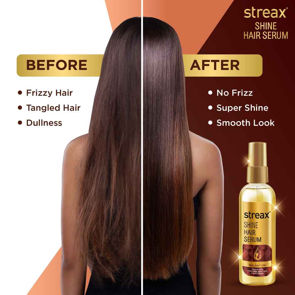 Streax Hair Serum Vitalized with Walnut Oil, For Hair Smoothening & Shine, For Dry & Frizzy Hair