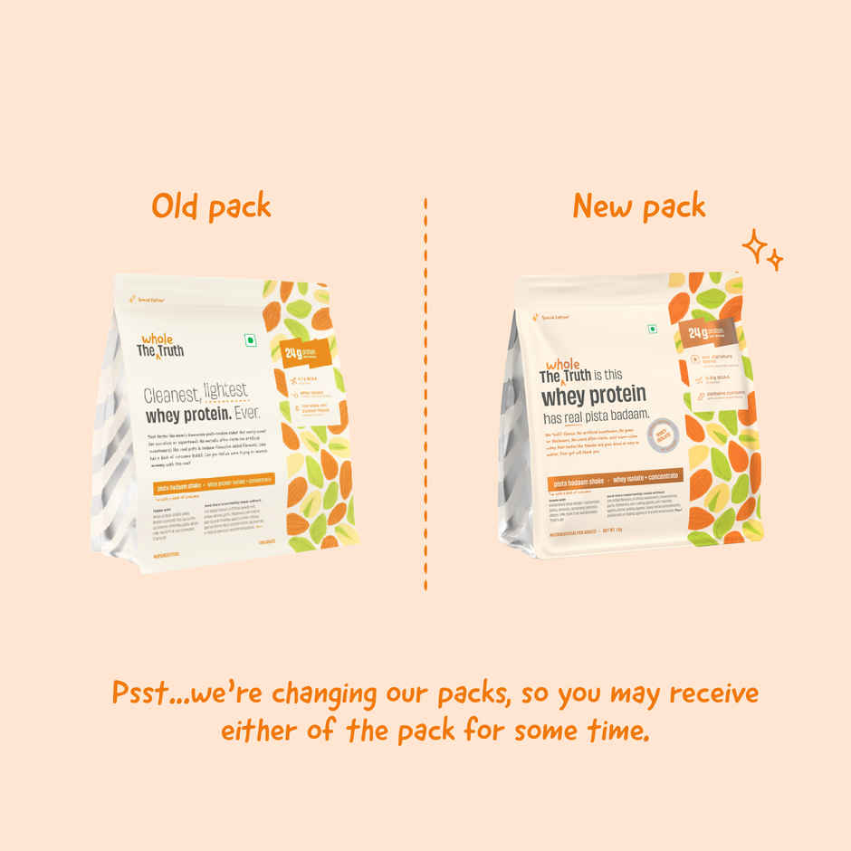 The Whole Truth Whey Protein Powder Pista Badaam Shake (24g Protein Per Scoop)