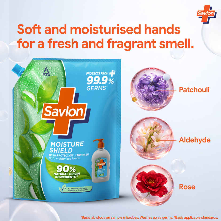Savlon Moisture Shield Handwash Refill Pack 1.3L| For soff hands| Value Pack