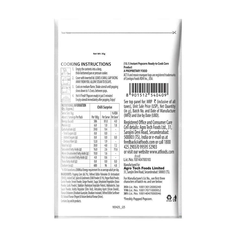 Act II Instant Popcorn | Chilli surprise, Hot & Fresh in 3 mins