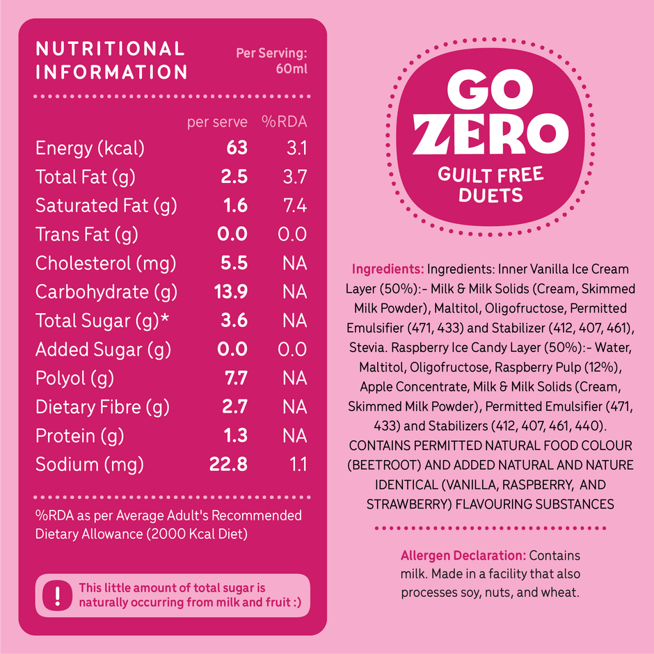 Go Zero Raspberry Duet Low Calorie Guilt Free Ice Cream Stick Combo