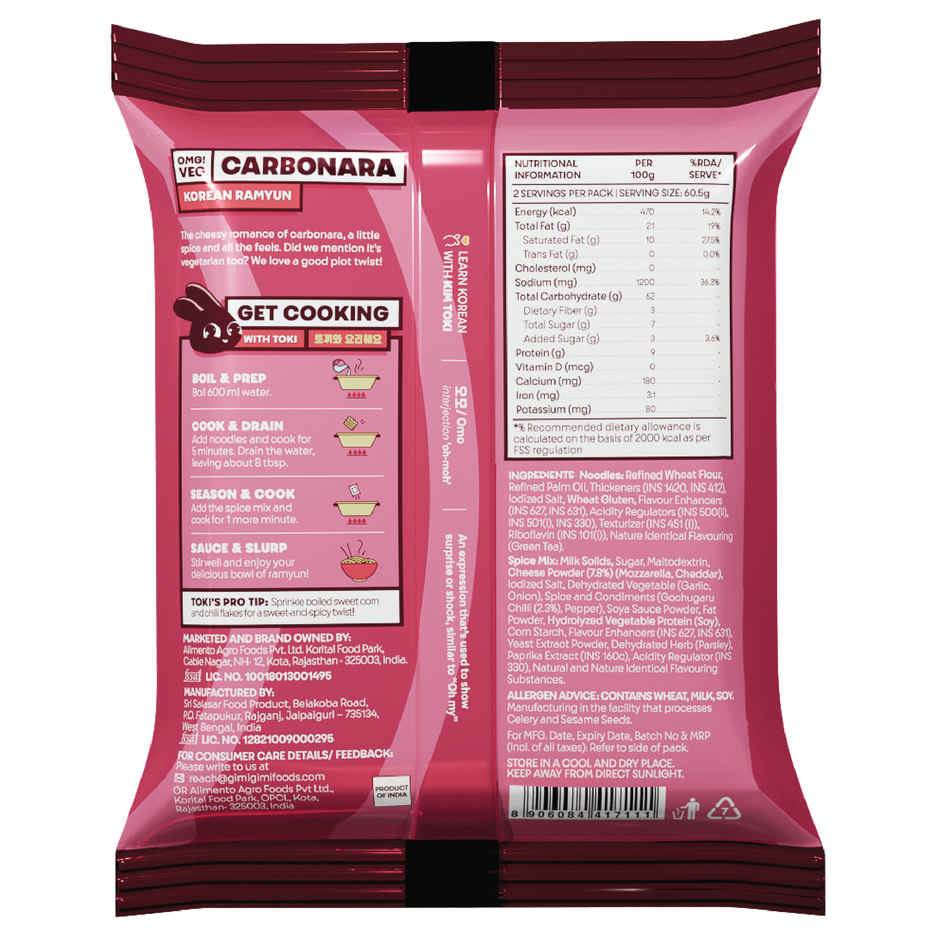 Gimi Gimi - Veg Carbonara - Veg Korean Ramen Noodles