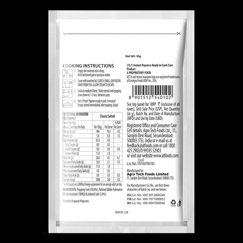 Act II Instant Popcorn | Classic Salted, Hot & Fresh in 3 mins