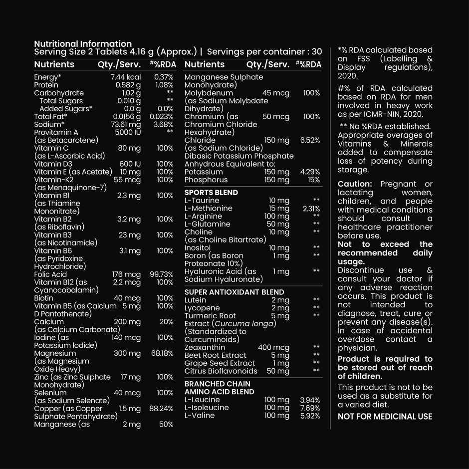 Tata 1mg Sports Multivitamin Pack Of 60