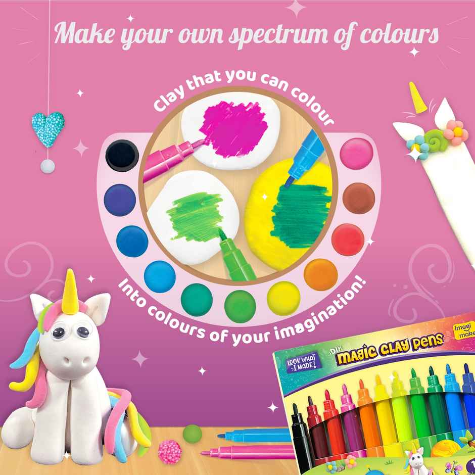 Imagimake Magic Clay - Unicorn Theme Art & Craft Kit | Birthday Gifting Toys for Kids (5+ Years)
