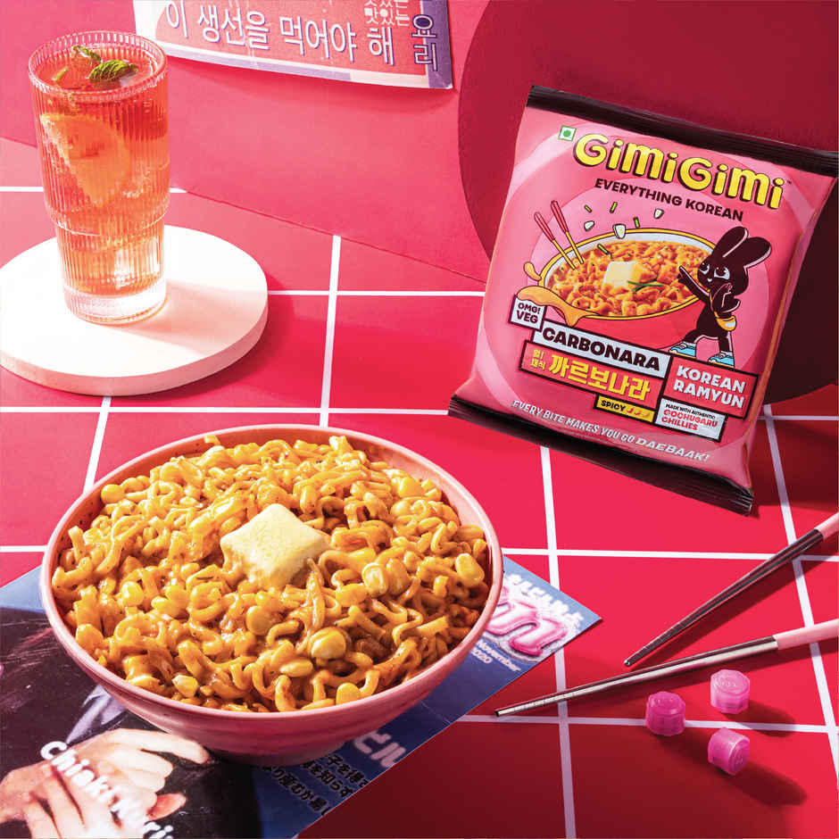 Gimi Gimi - Veg Carbonara - Veg Korean Ramen Noodles