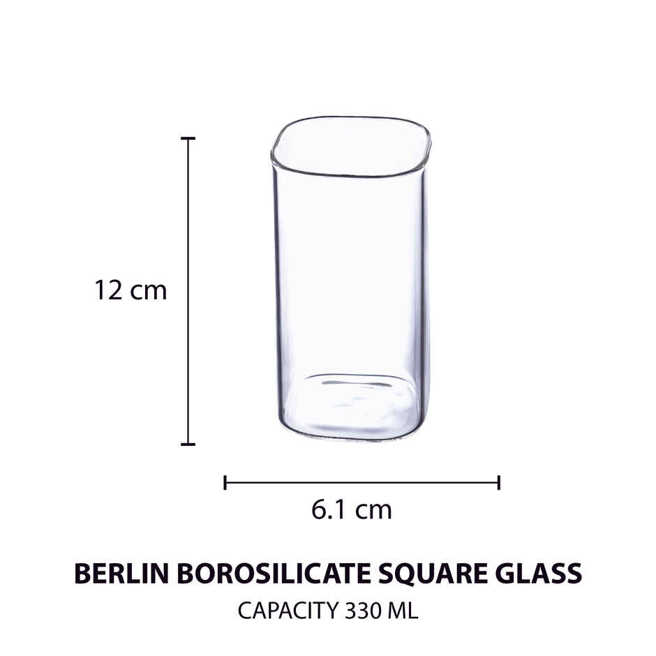 Sanjeev Kapoor Berlin High Borosilicate Square Glass 330 ml - Set Of 6 pcs