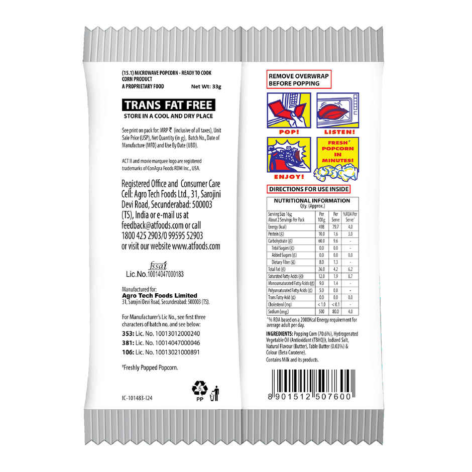 Act II Microwave Popcorn | Butter, small pack, Hot & Fresh in 3 mins