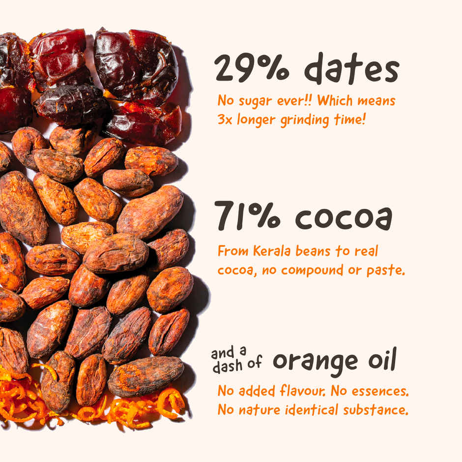 The Whole Truth Dark Cocoa Bar - Orange | 80 g | Sweetened With dates