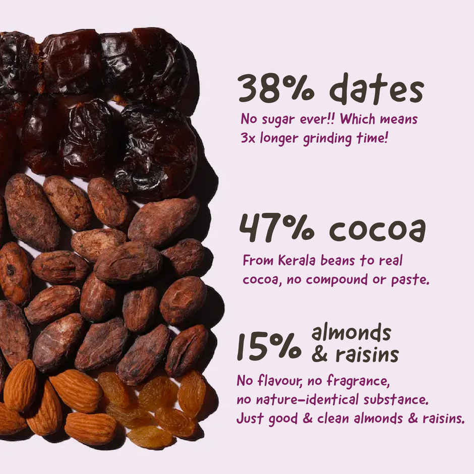The Whole Truth Dark Cocoa Bar - Almond Raisin | 80 g | Sweetened with dates