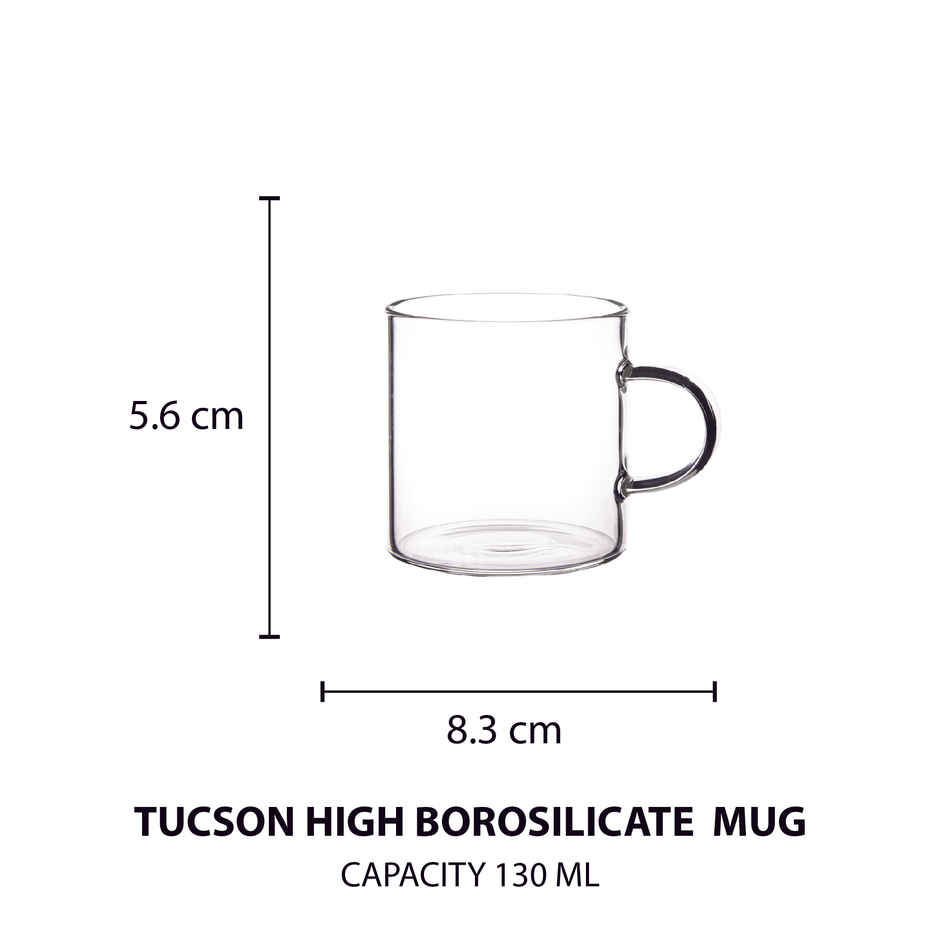 Sanjeev Kapoor Tucson High Borosilicate Mug 130 ml - Set Of 6 pcs