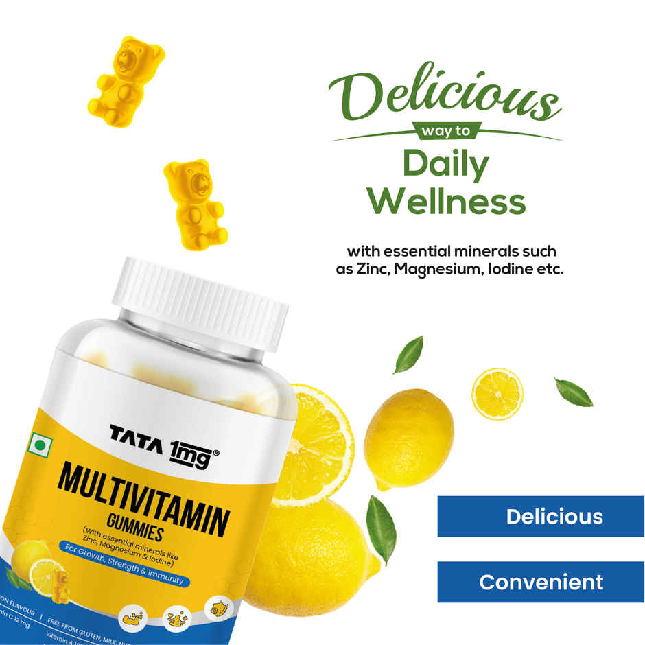 Tata 1mg Multivitamin Gummies Zinc Magnesium Folic Acid Immunity Energy