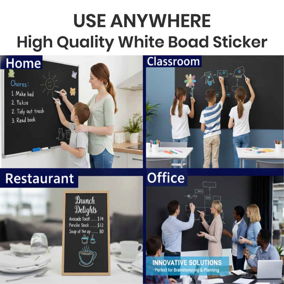 Yajnas Premium Blackboard Sticker | Self-Adhesive Chalkboard Wall Sticker | For Home, Office & Kids