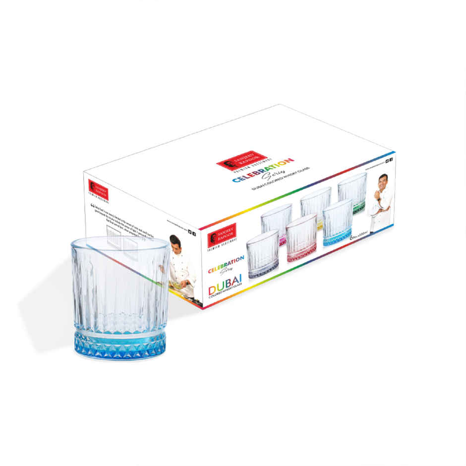 Dubai Whisky Coloured Glass | Skb3173 | Set of 6 Pcs | 330 ml | Sanjeev Kapoor