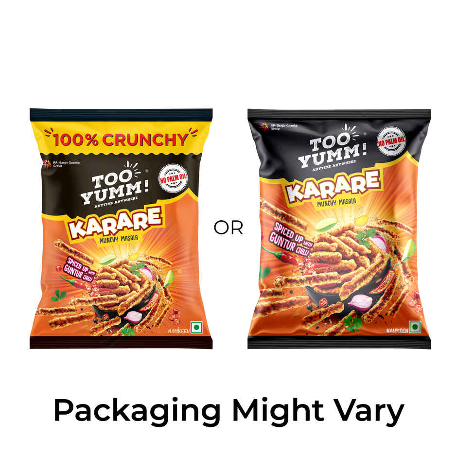 Too Yumm Munchy Masala Karare, 60% Less Saturated Fats, No Palm Oil Healthy Crisps Namkeen