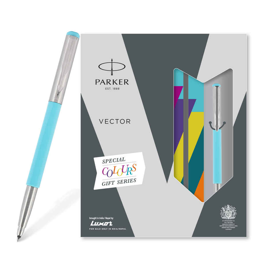 Parker Vector Metallix Turquoise Roller Pen & Notebook | Gift Set