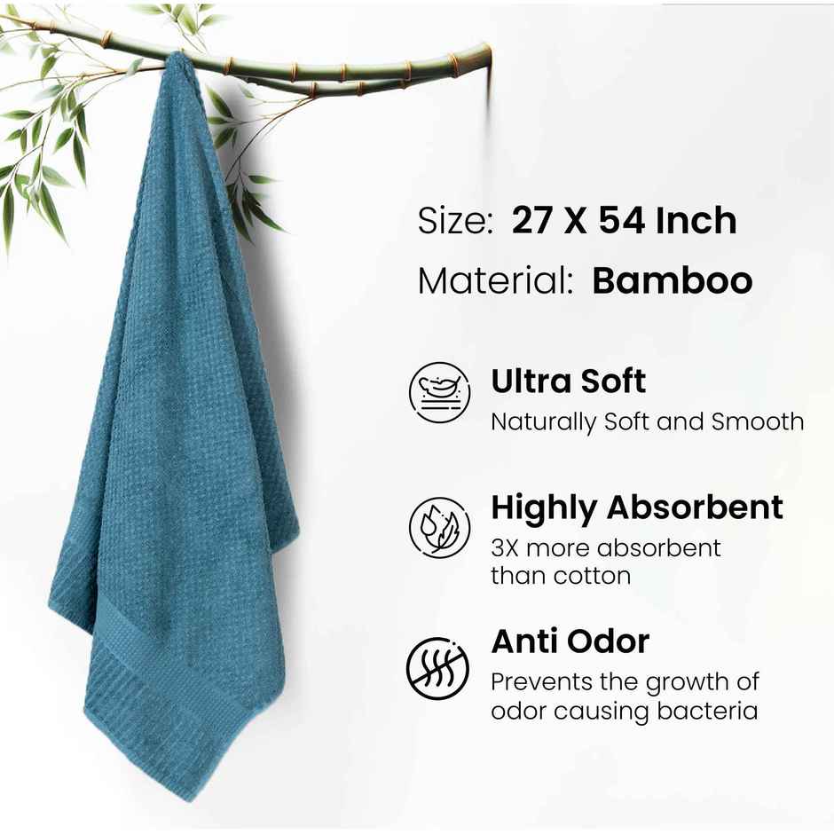 Mush Bamboo Popcorn Bath Towel 450 GSM Soft Absorbent Quick Dry Towel 70x140 cm Blue