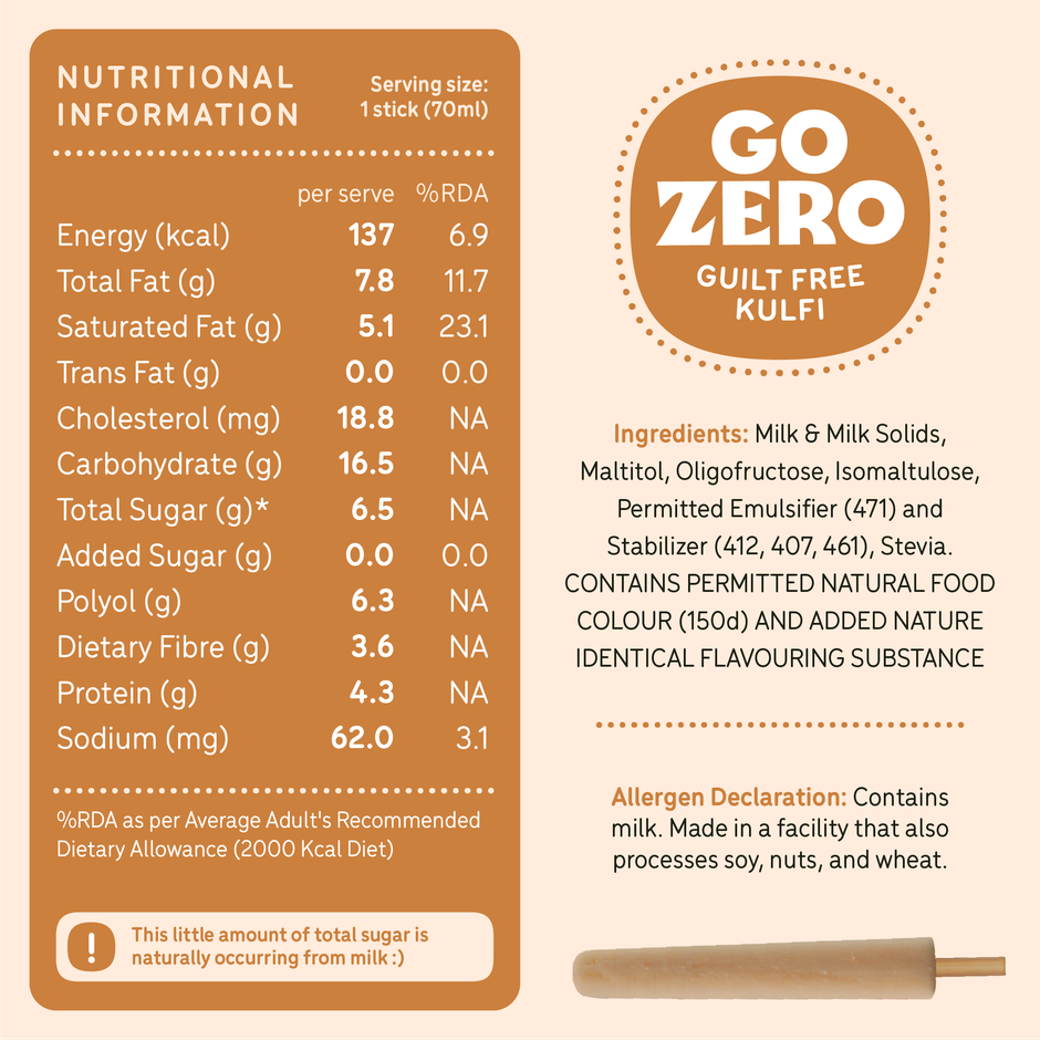 Go Zero Malai Kulfi Guilt Free Ice Cream Stick