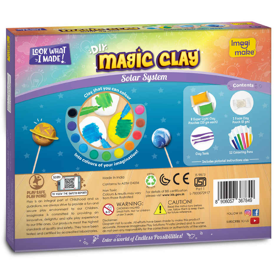 Imagimake DIY Magic Clay Solar System Theme Art and Craft Kit Birthday Gifting Toys for Kids