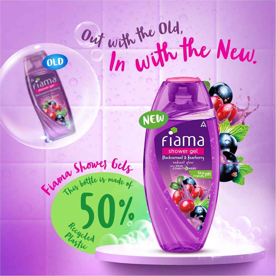 Fiama Body Wash Shower Gel Blackcurrant & Bearberry, with Skin Conditioners for Radiant Glow
