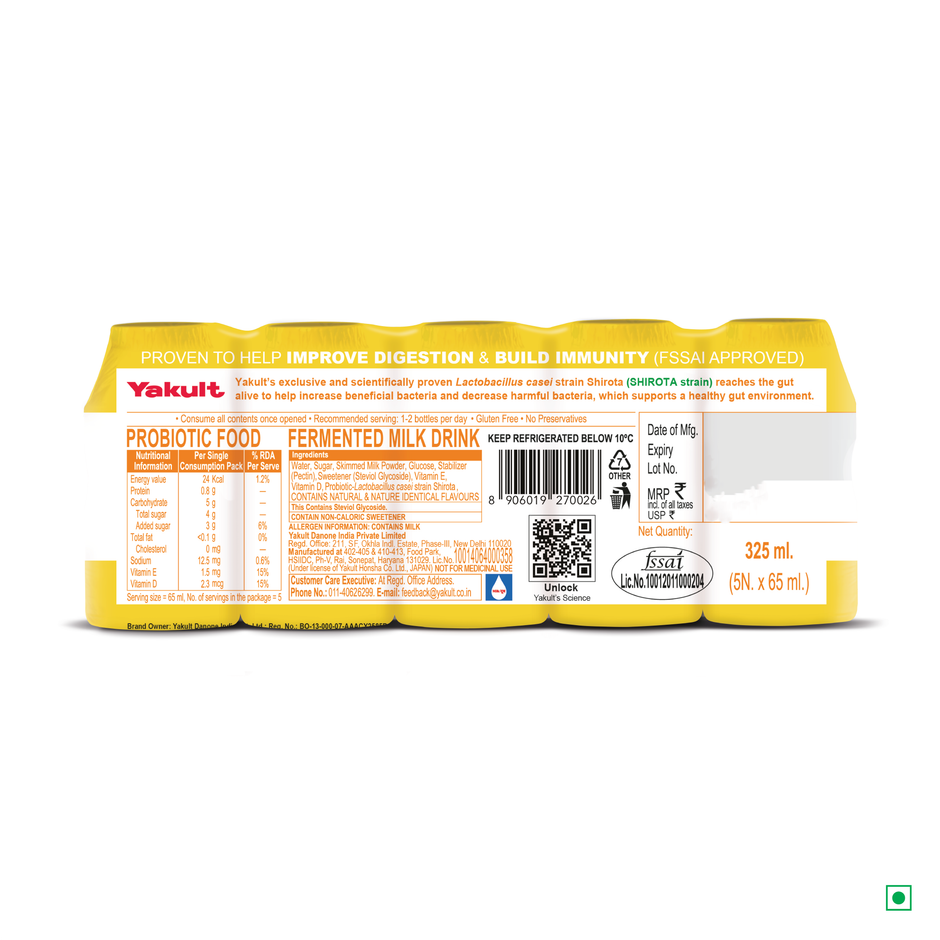 Yakult Light Mango Probiotic Fermented Milk Drink
