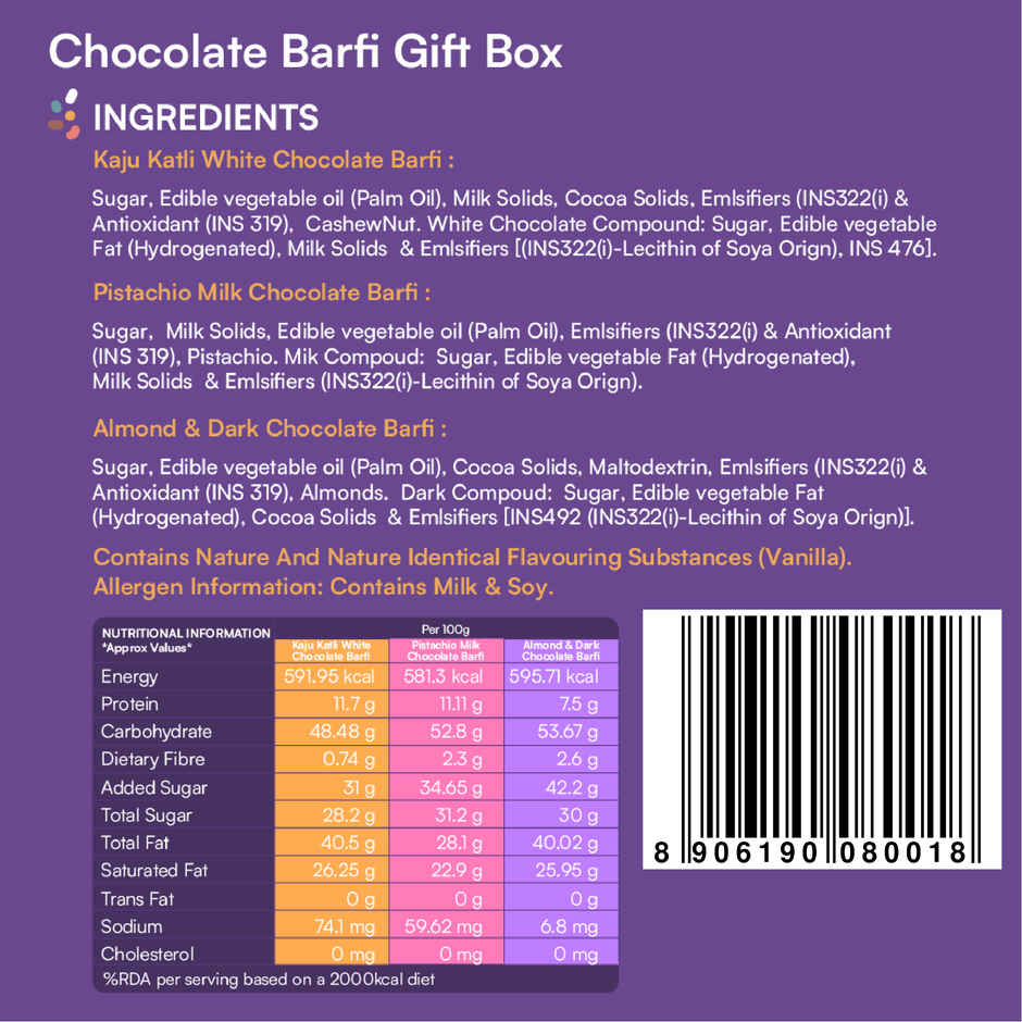 Nova Nova Chocolate Barfi Gift Box Combo
