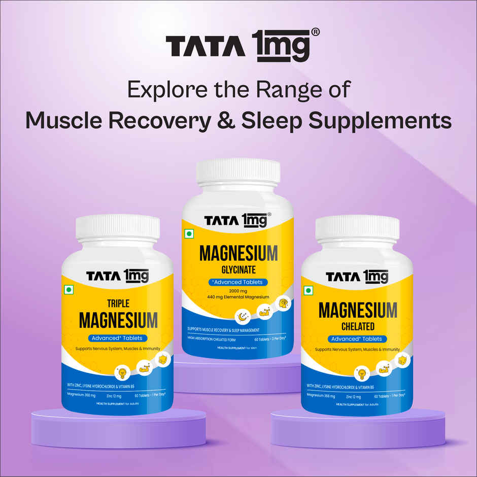 Tata 1Mg Magnesium Glycinate Tablets | High Absorption Chelated Form For Muscle Recovery