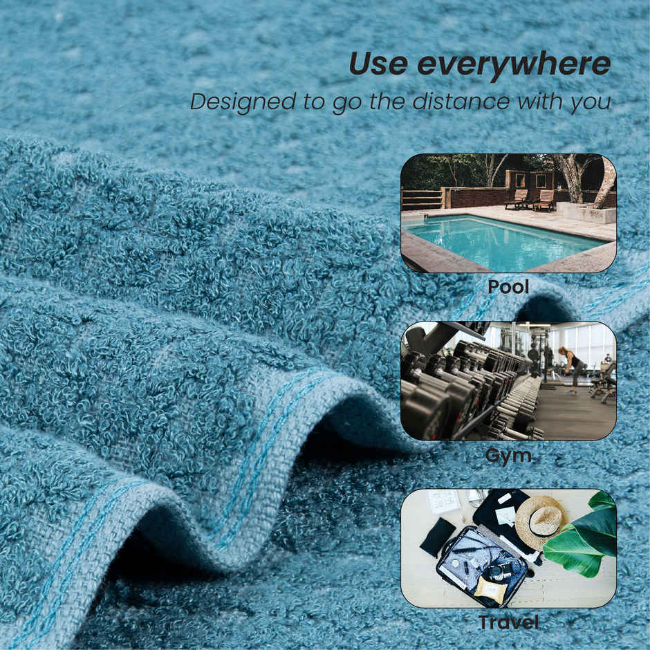 Mush Bamboo Popcorn Bath Towel 450 GSM Soft Absorbent Quick Dry Towel 70x140 cm Blue