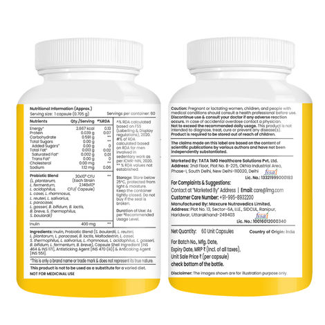 Tata 1mg Probiotics 30 Billion Cfus+ 60 Capsules