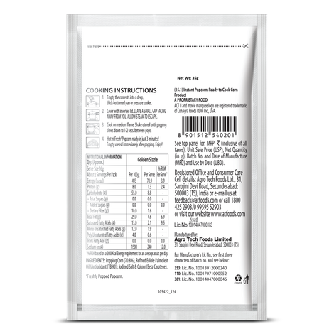 ACT II Instant Popcorn - Golden sizzle, Hot & Fresh in 3 mins