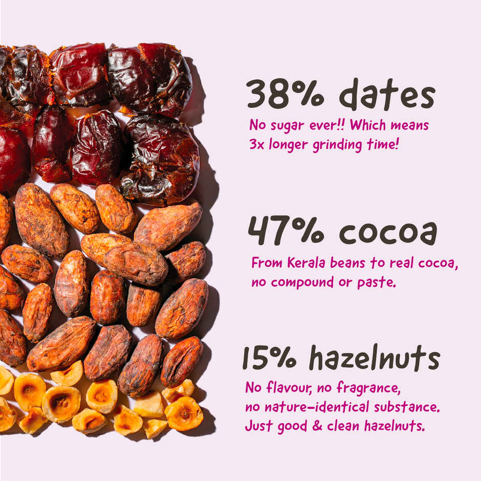 The Whole Truth Dark Cocoa Bar - Hazelnut | 80 g | Sweetened with dates