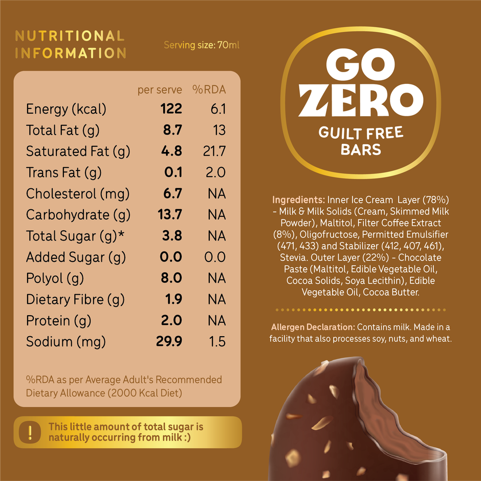 Go Zero X VS Mani Filter Coffee Chocolate Low Calorie Guilt Free Ice Cream Bar