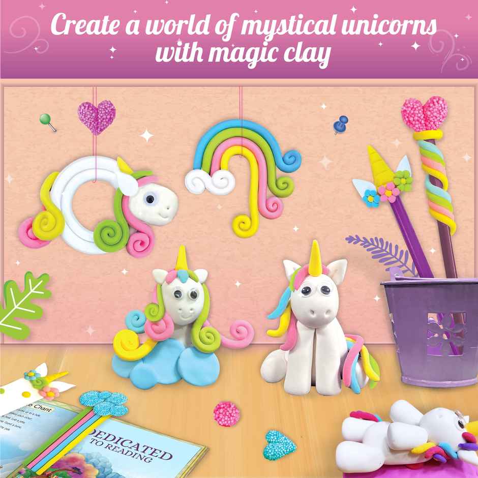Imagimake Magic Clay - Unicorn Theme Art & Craft Kit | Birthday Gifting Toys for Kids (5+ Years)