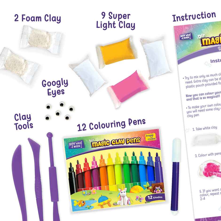 Imagimake Magic Clay - Unicorn Theme Art & Craft Kit | Birthday Gifting Toys for Kids (5+ Years)