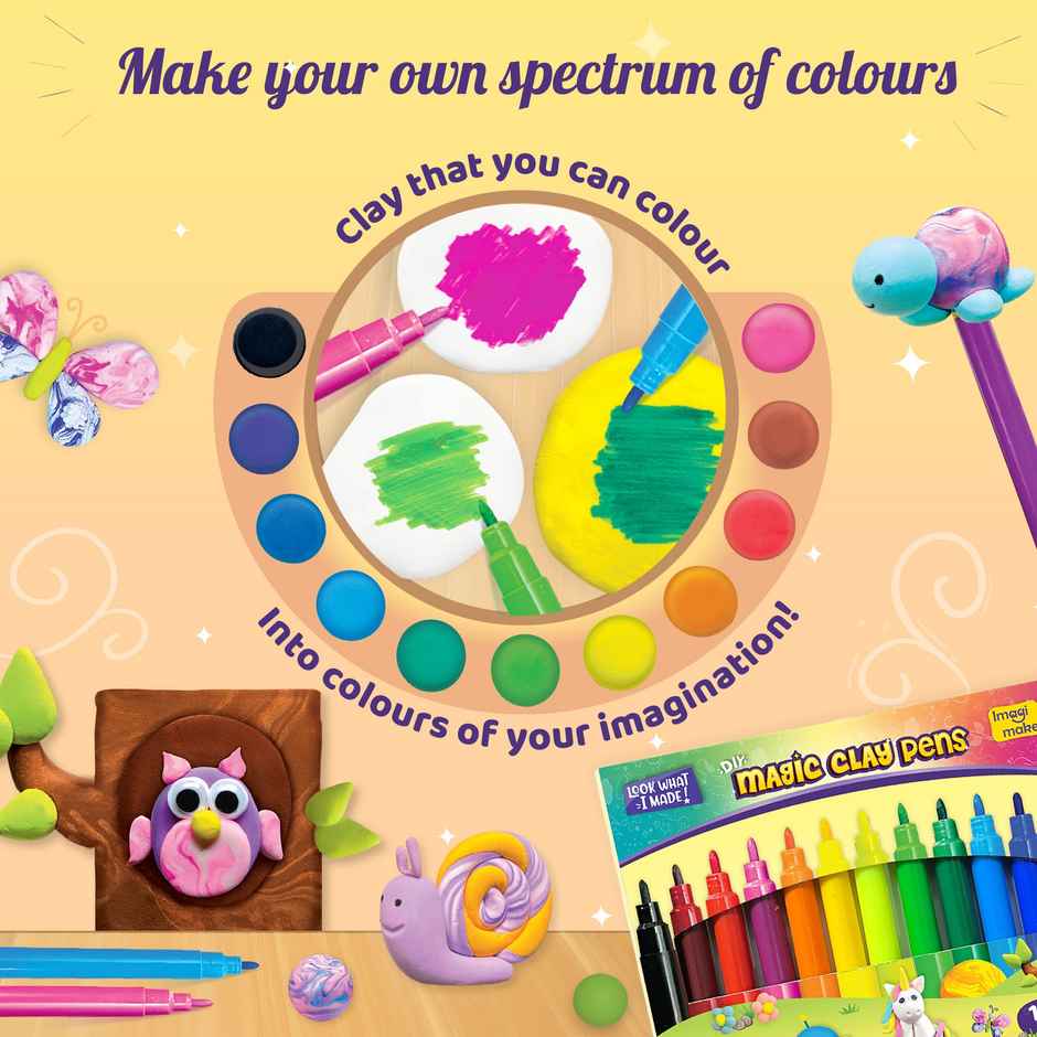 Imagimake Magic Clay | Marbling Animals | Creative Art Toy | Modeling Set for Kids