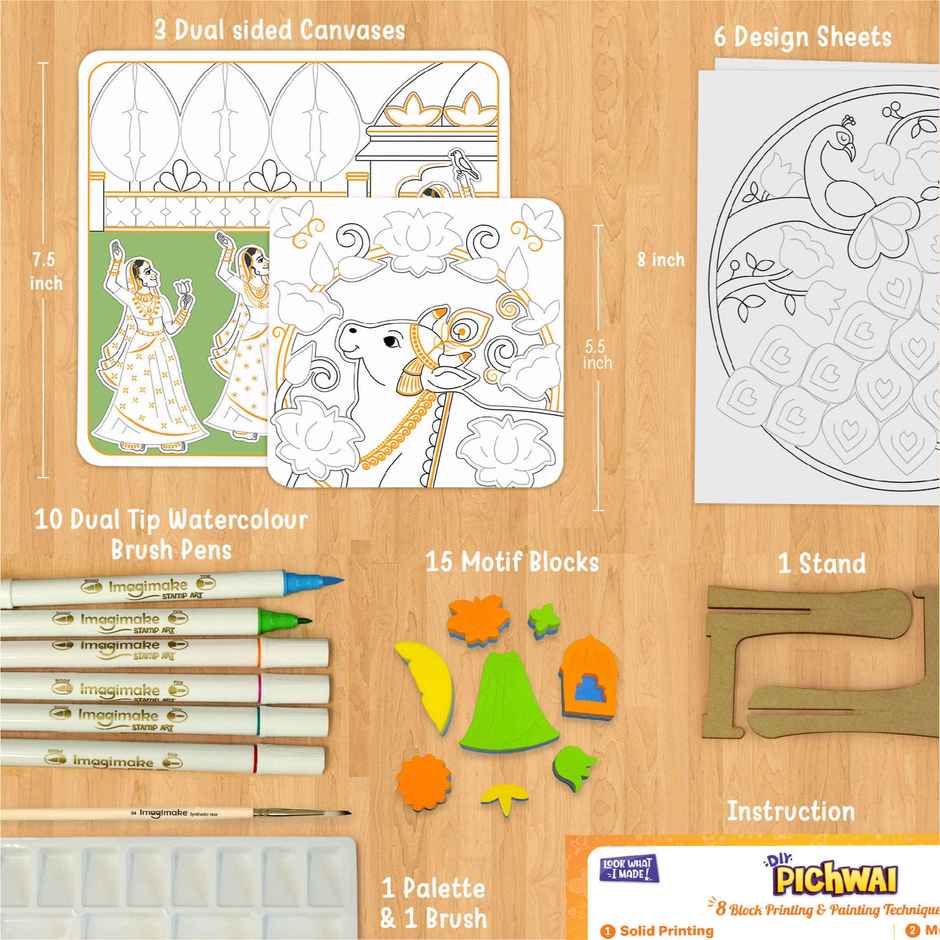 Imagimake DIY Pichwai Painting Kit | Art & Craft Toy | Traditional Art Learning Gift for Kids